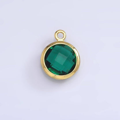 9mm Round BIRTHSTONE Cubic Zirconia Circle Gold Charm Add on Component For Jewelry Making | N-1209 N-1210: Turquoise