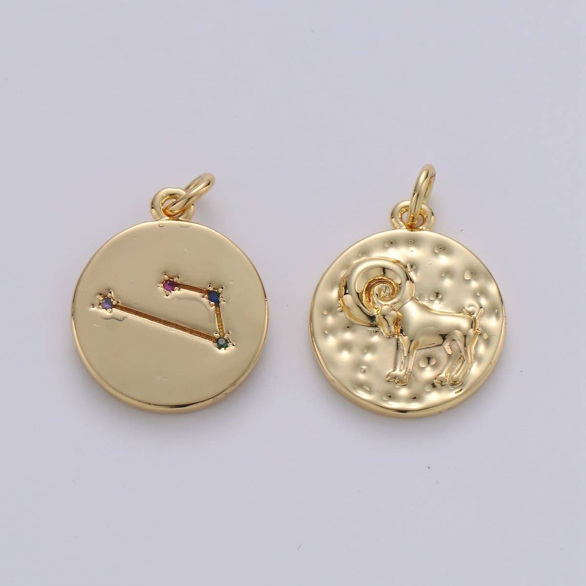 14K Gold Filled Zodiac Constellation Charms, Zodiac Symbol, Horoscope Charm, Gold Astrological Zodiac Signs, Double Sided Charm Pendant | A-A1707-A-A1712: Pisces