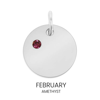 Stainless Steel Blank Engravable Circle Birthstone Charm: May/Emerald