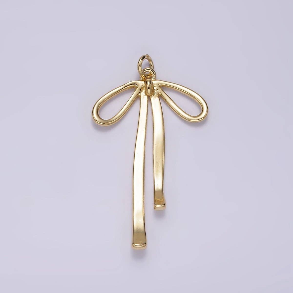 14K Gold Filled 30mm Ribbon Bow Minimalist Charm in Gold & Silver | AG494: Silver