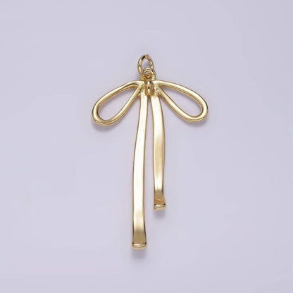 14K Gold Filled 30mm Ribbon Bow Minimalist Charm in Gold & Silver | AG494: Silver