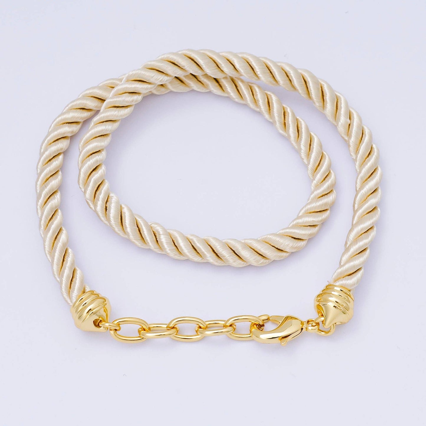 24K Gold Filled Red, Blue, Pink, Beige Twisted Braided Cord Chain Necklace | WA-2440 ~ WA-3830: Pink / 18.11 Inches