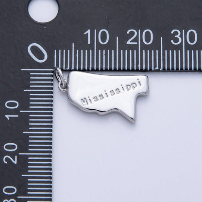 18K Gold Filled United States of America State Map Charm in Gold & Silver | AK064 - AK113: SILVER / 49. Texas