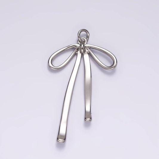14K Gold Filled 30mm Ribbon Bow Minimalist Charm in Gold & Silver | AG494: Silver