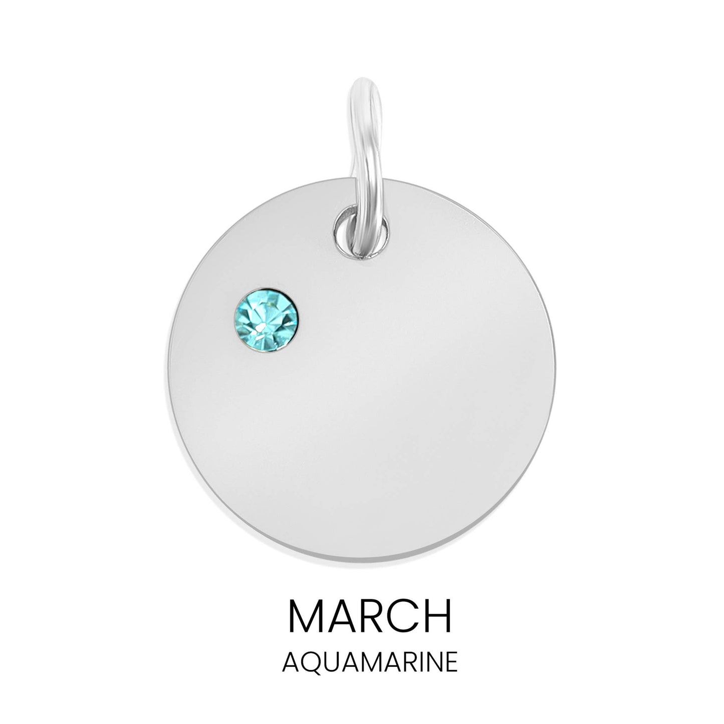 Stainless Steel Blank Engravable Circle Birthstone Charm: May/Emerald