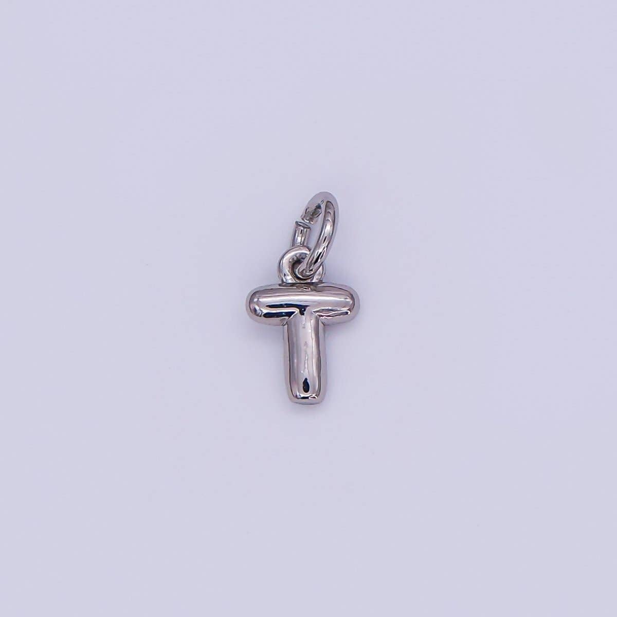 White Gold Filled 10mm Initial Letter Chubby Balloon Mini Charm | A029 - A041: Letters Set