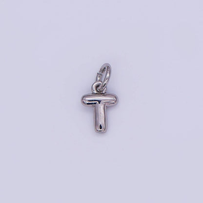 White Gold Filled 10mm Initial Letter Chubby Balloon Mini Charm | A029 - A041: Letters Set