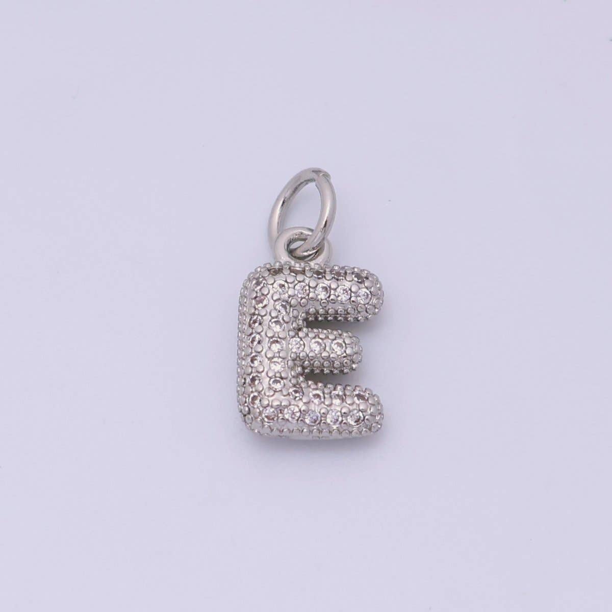 White Gold Filled Micro Paved CZ Chubby Balloon Initial Letter Pendant | A157 - A169: Letter A