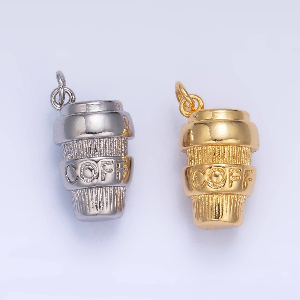 24K Gold Filled Mini 3D Multidimensional Coffee Tumbler Drink Charm in Gold & Silver | W670: Silver