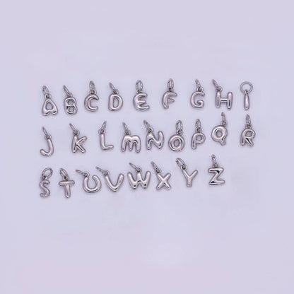 White Gold Filled 10mm Initial Letter Chubby Balloon Mini Charm | A029 - A041: Letters Set