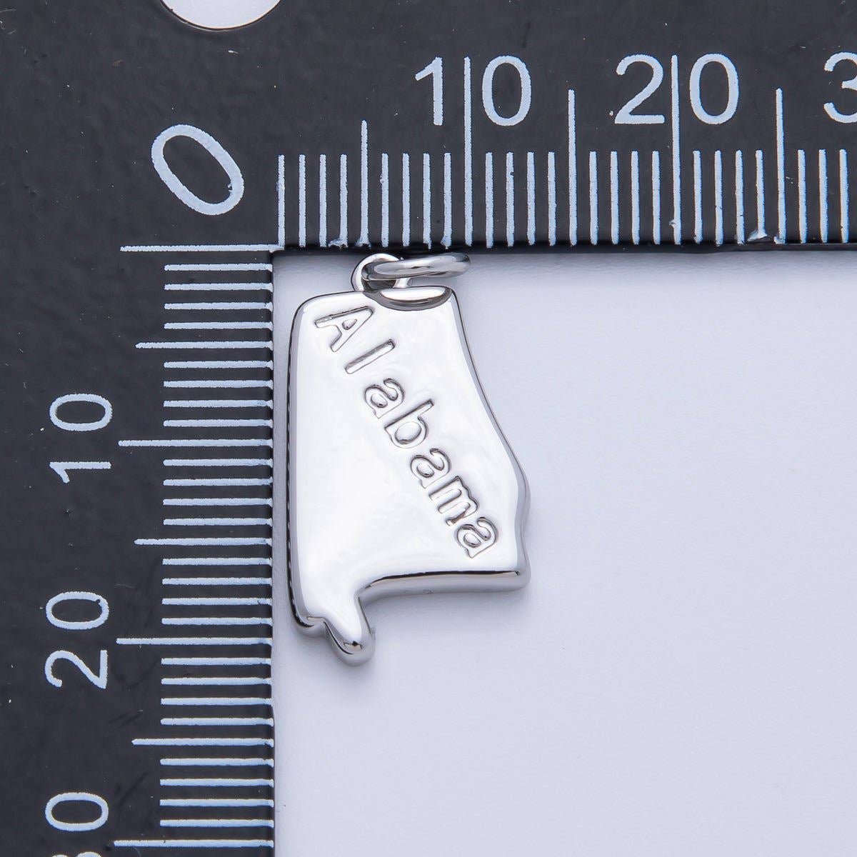 18K Gold Filled United States of America State Map Charm in Gold & Silver | AK064 - AK113: SILVER / 49. Texas