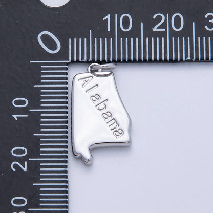 18K Gold Filled United States of America State Map Charm in Gold & Silver | AK064 - AK113: SILVER / 49. Texas