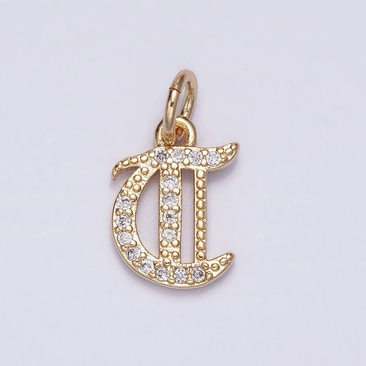 16K Gold Filled Initial Letter Old English Font Personalized Micro Paved Add-On Charm | A-572-A-584: ALL INITIAL