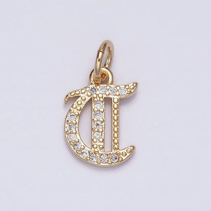16K Gold Filled Initial Letter Old English Font Personalized Micro Paved Add-On Charm | A-572-A-584: ALL INITIAL
