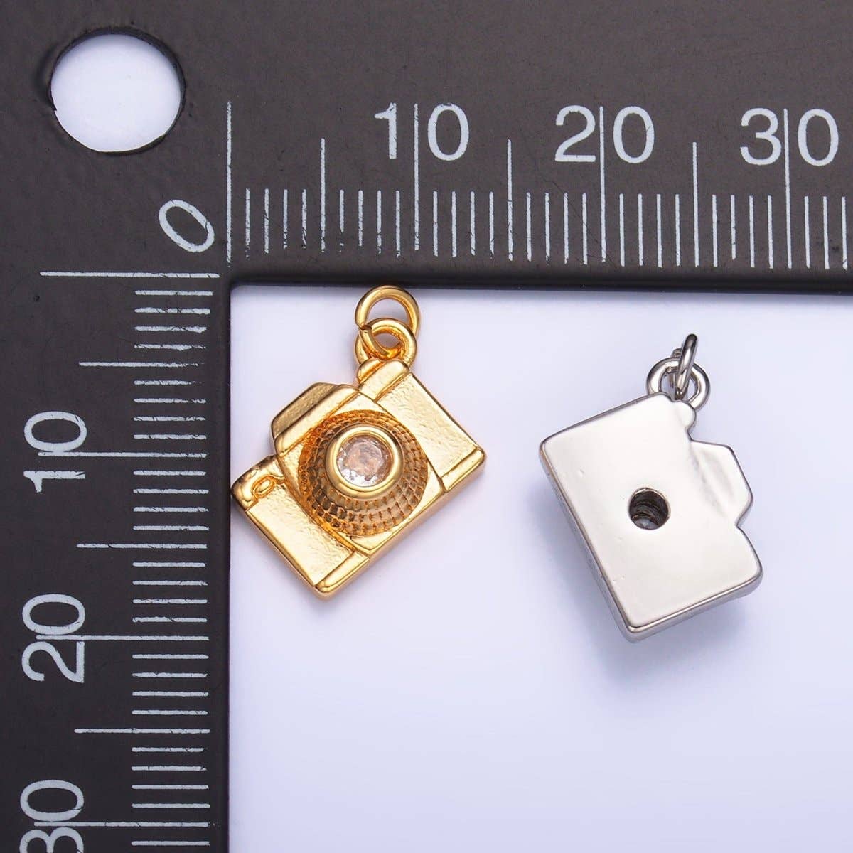 16K Gold Filled CZ Digital Camera Photography Charm in Gold & Silver | Y464: Silver
