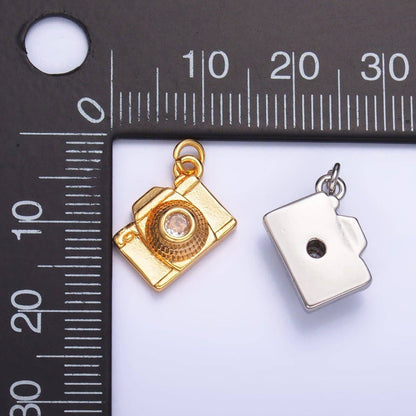 16K Gold Filled CZ Digital Camera Photography Charm in Gold & Silver | Y464: Silver