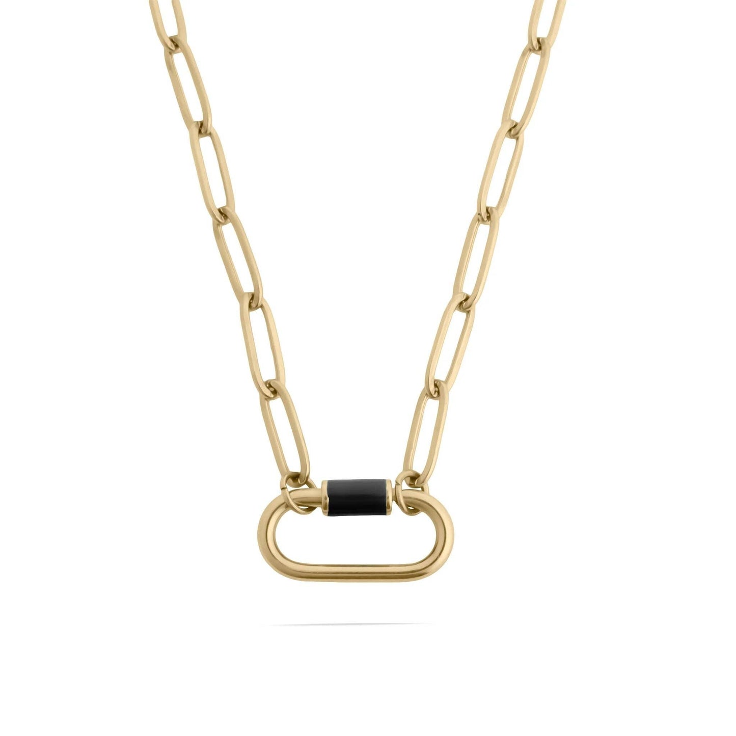 18K Gold PVD Colorful Carabiner Necklace: Blue / 18"+2"