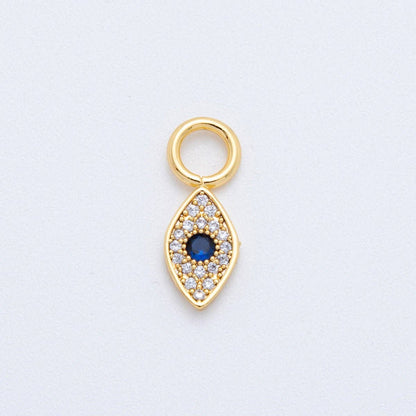 18K Gold Filled Blue Evil Eye Micro Paved Add-On Drop Earring Charm | AF759