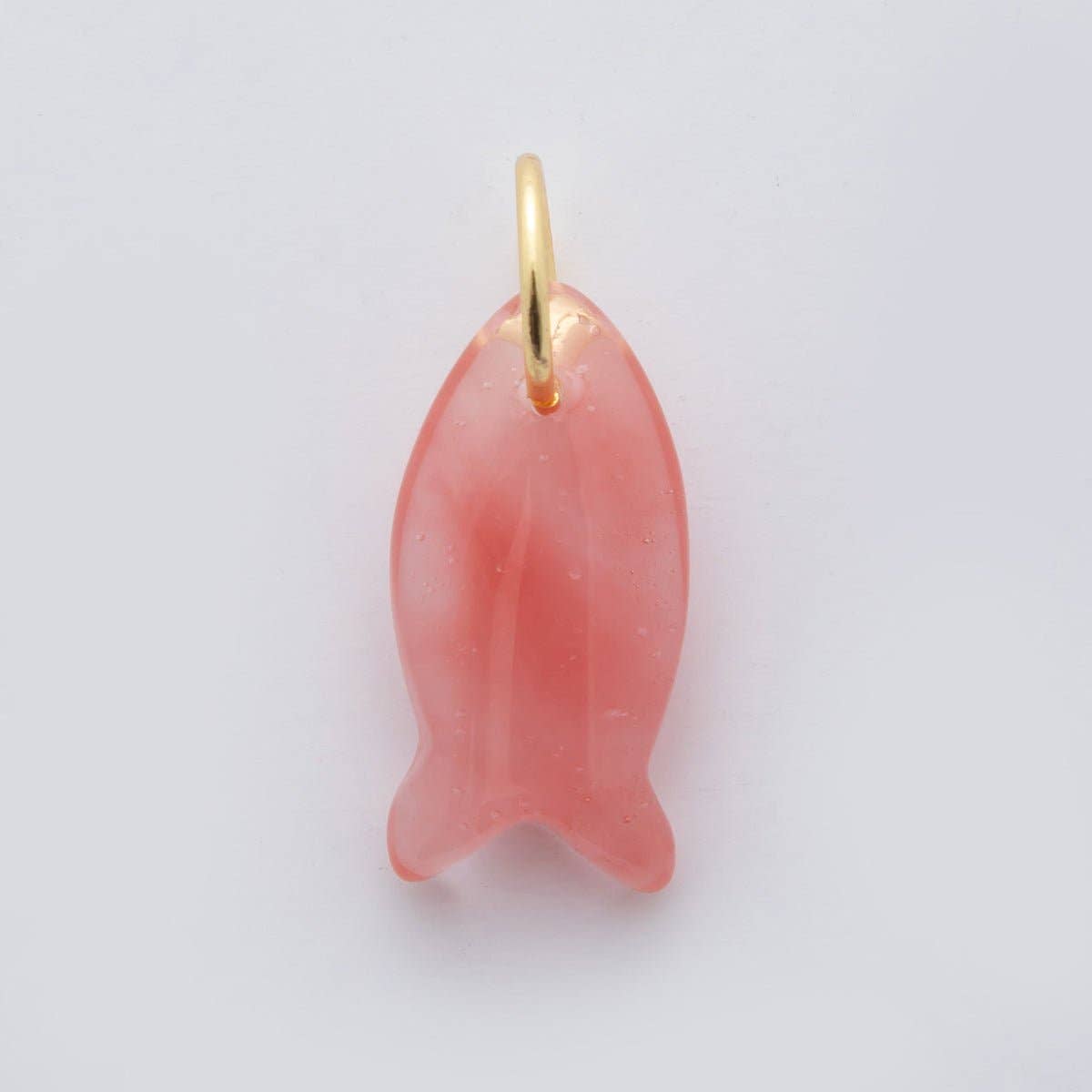 18K Gold Filled 23.7mm Natural Gemstone Fish Charm | C317 - C435: White Opal