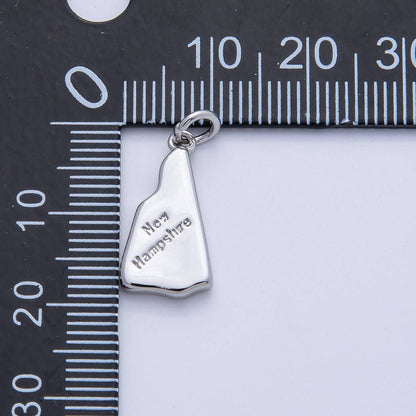 18K Gold Filled United States of America State Map Charm in Gold & Silver | AK064 - AK113: SILVER / 49. Texas