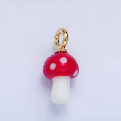 24K Gold Filled Nature Floral Mushroom Pet Sea Sell Ceramic Drop Charm: 21 Pink House