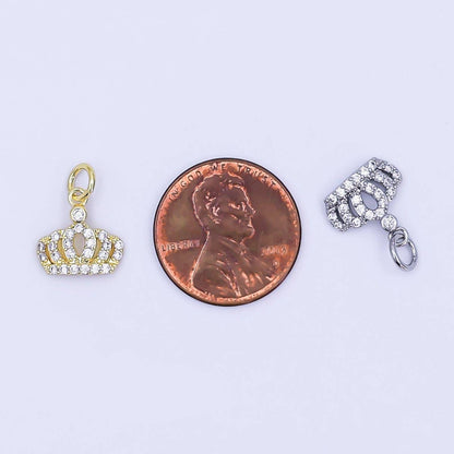24K Gold Filled Micro Paved CZ Royal Crown Charm in Gold & Silver | AJ299: SILVER