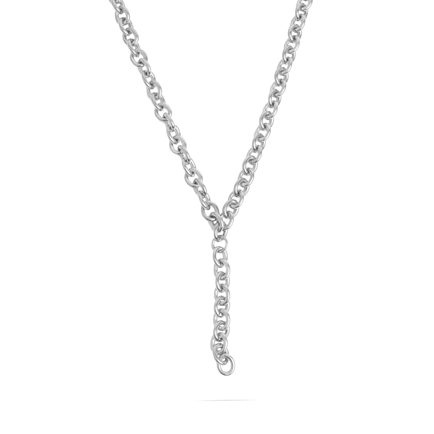 18K Gold PVD Stainless Steel Chunky Chain Lariat Necklace: Gold