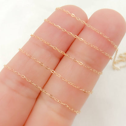 Permanent  Jewelry 14K Gold Filled Cable Chain: 1.1mm-2mm 7in