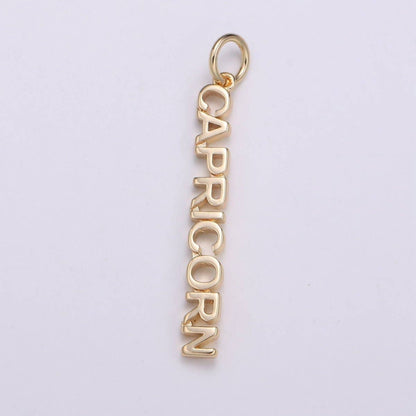 Gold Filled Zodiac Sign Script Words Mini Charm in Gold & Silver | A-A1815-A-A1820 | A-A1839-A-A1844: Gold / Taurus