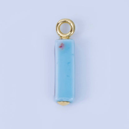 18K Gold Filled Blue, Teal, Brown, Pink Watercolor Bar Ceramic Drop Pendant | AJ-451: # 9