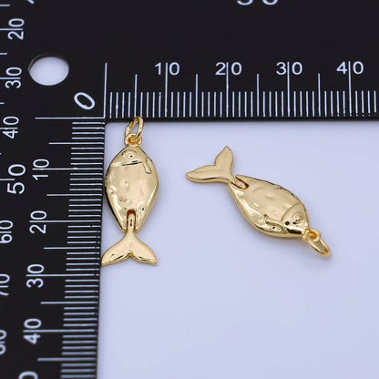 24K Gold Filled 25mm Wiggly-Tail Ocean Fish Animal Charm | AJ-438