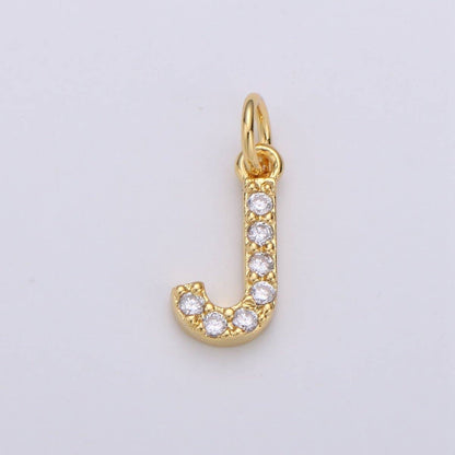 14k Gold Filled Tiny CZ Initial, Letter Alphabet Micro Pave charms Dainty Gold Cubic Pendant Charm for Necklace Bracelet Earring Add on A-099 to A-111: By Set