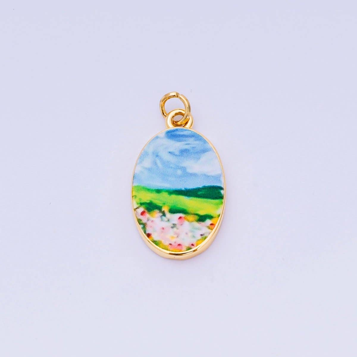 24K Gold Filled 23mm Enamel Art Oval Spring Holiday Charm in Flower, Butterfly, & Nature | AH-544 AH-545, AJ-513, AJ-514, AJ-520, AJ-528 - AJ530, AJ-532 - AJ-535, AJ-539 AJ-540, AJ-544 AJ-545, AJ-547: 18. Tomato