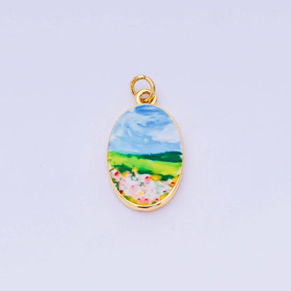 24K Gold Filled 23mm Enamel Art Oval Spring Holiday Charm in Flower, Butterfly, & Nature | AH-544 AH-545, AJ-513, AJ-514, AJ-520, AJ-528 - AJ530, AJ-532 - AJ-535, AJ-539 AJ-540, AJ-544 AJ-545, AJ-547: 18. Tomato