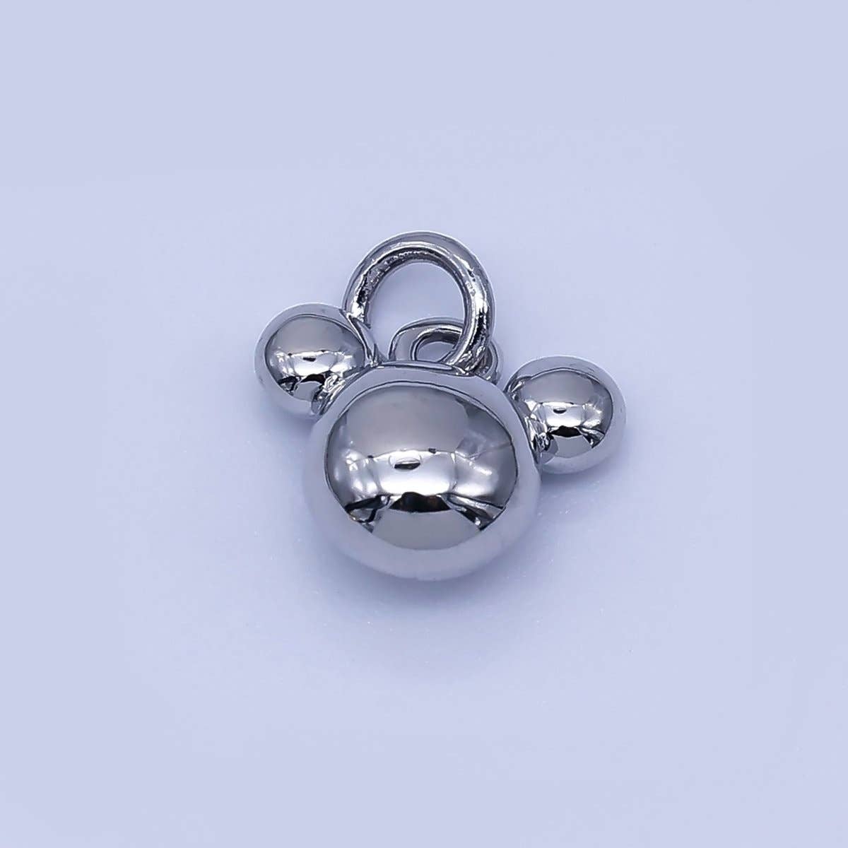 24K Gold Filled 7mm Chubby Mouse Ears Animal Charm in Gold & Silver | AF1583: SILVER