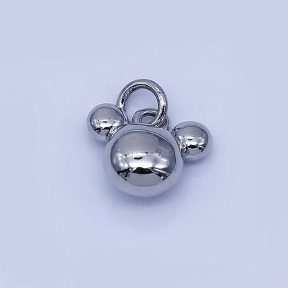 24K Gold Filled 7mm Chubby Mouse Ears Animal Charm in Gold & Silver | AF1583: SILVER
