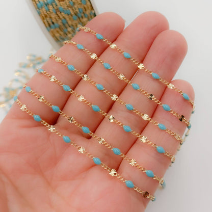Permanent Jewelry 14K Gold Filled Enamel Marina Link Chains: White / 1.1mm-2mm / Marina