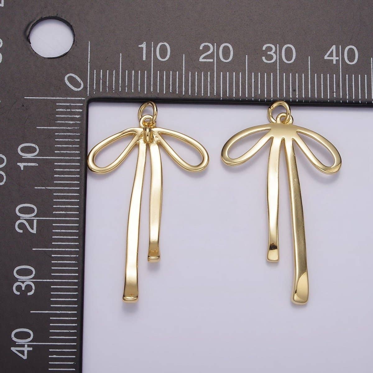 14K Gold Filled 30mm Ribbon Bow Minimalist Charm in Gold & Silver | AG494: Silver