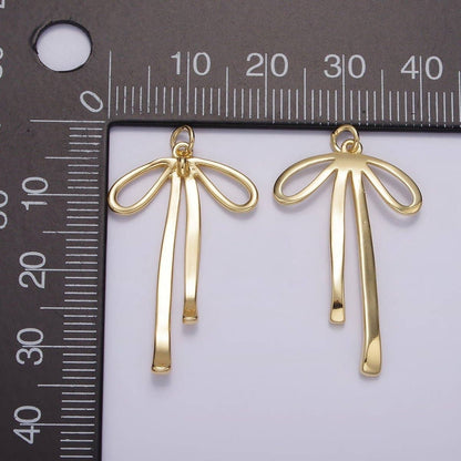 14K Gold Filled 30mm Ribbon Bow Minimalist Charm in Gold & Silver | AG494: Silver