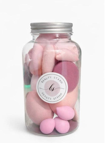 Luxe Makeup Blender Jar – 14-Piece Beauty Sponge & Blender Set for Flawless Makeup