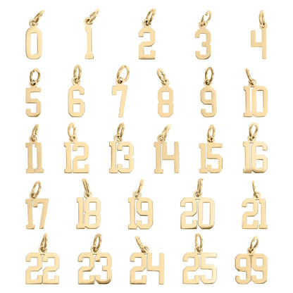 18K Gold PVD Stainless Steel Small Number Charm: 4