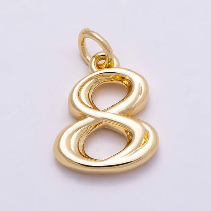 16K Gold Filled 14mm Minimalist Molten Number Numerology Charm | Charms-00878 ~ Charms-00887: Numbers 0-9 Set