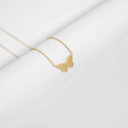 18K Gold PVD Stainless Steel Engravable Butterfly Necklace : Stainless