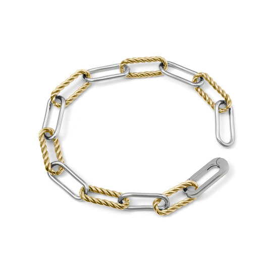 18K Gold Stainless Steel Mixed Metal Twist Chain Bracelet: Mixed Metal