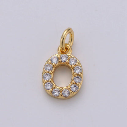 14k Gold Filled Tiny CZ Initial, Letter Alphabet Micro Pave charms Dainty Gold Cubic Pendant Charm for Necklace Bracelet Earring Add on A-099 to A-111: By Set