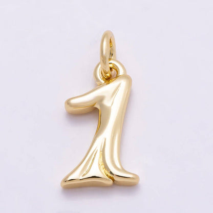 16K Gold Filled 14mm Minimalist Molten Number Numerology Charm | Charms-00878 ~ Charms-00887: Numbers 0-9 Set