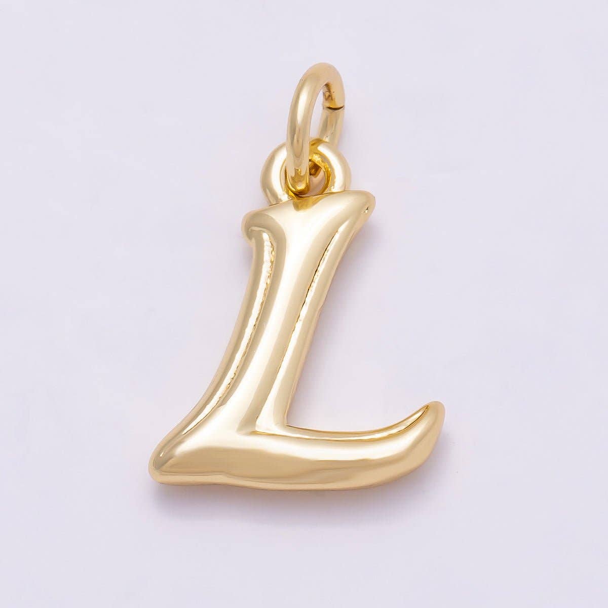 16K Gold Filled 14mm Minimalist Molten Alphabet Initial Letter Charm | Charms-00908 ~ Charms-00933: Letter A