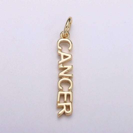 Gold Filled Zodiac Sign Script Words Mini Charm in Gold & Silver | A-A1815-A-A1820 | A-A1839-A-A1844: Gold / Cancer