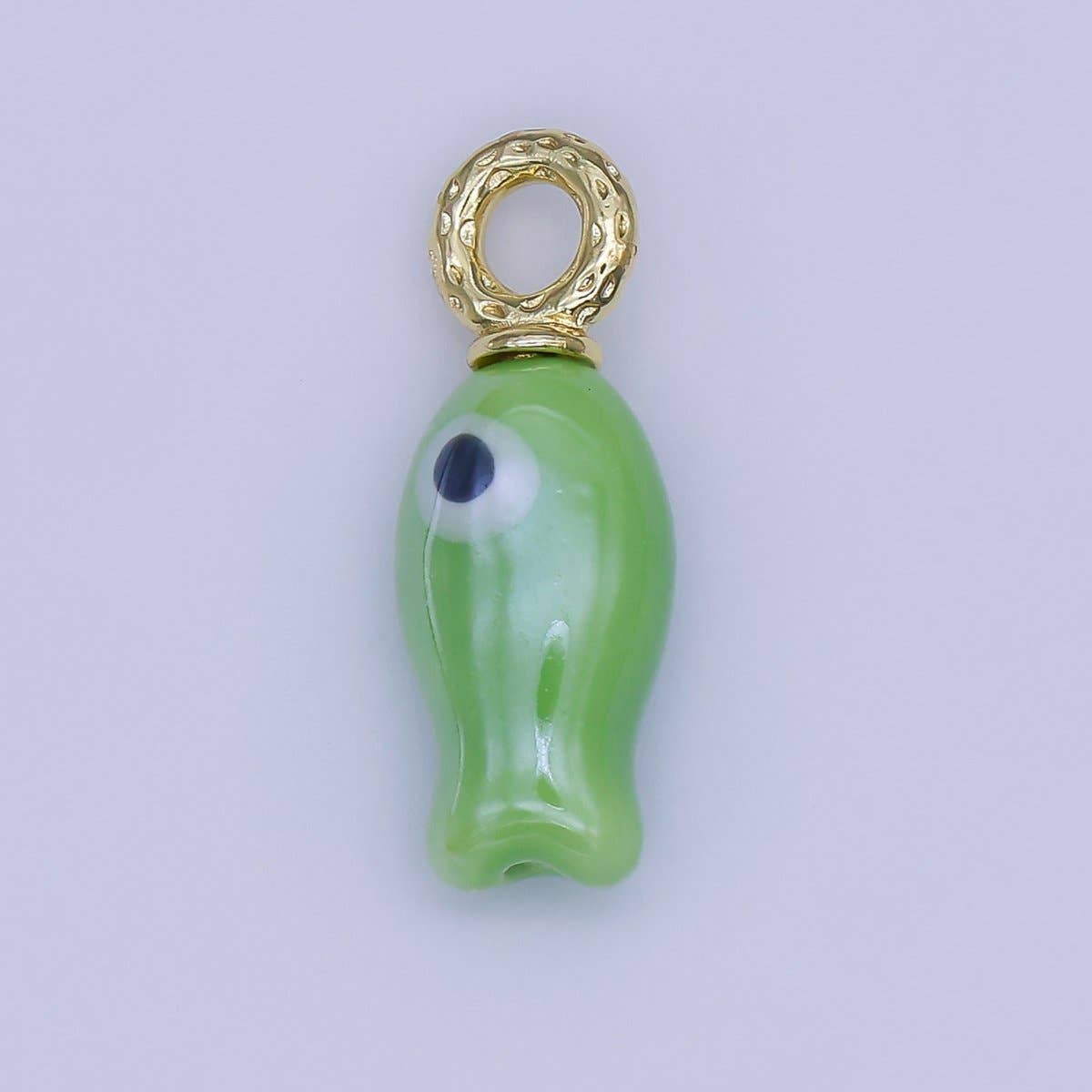 24K Gold Filled 30mm Enamel Fish Sea Animal Ceramic Drop Charm | X794 - X801: White