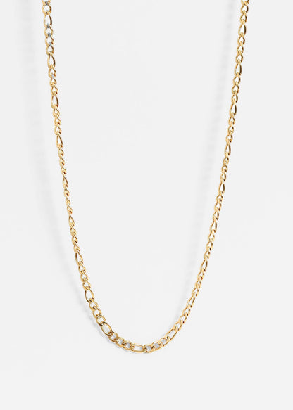 18K Gold Figaro Chain Necklace: 14" / 3mm